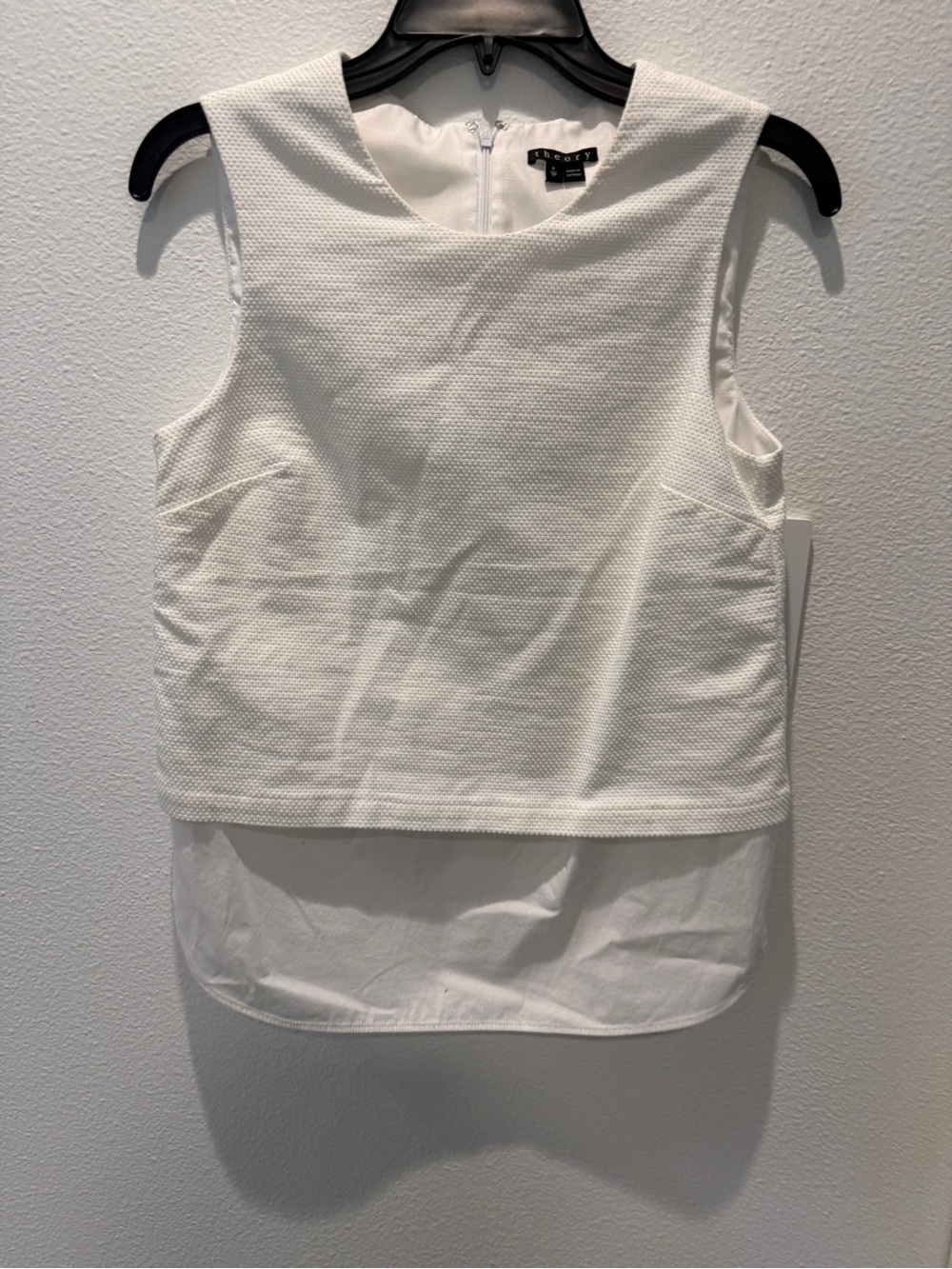Theory White Textured Layered Sleeveless Top, NWOT